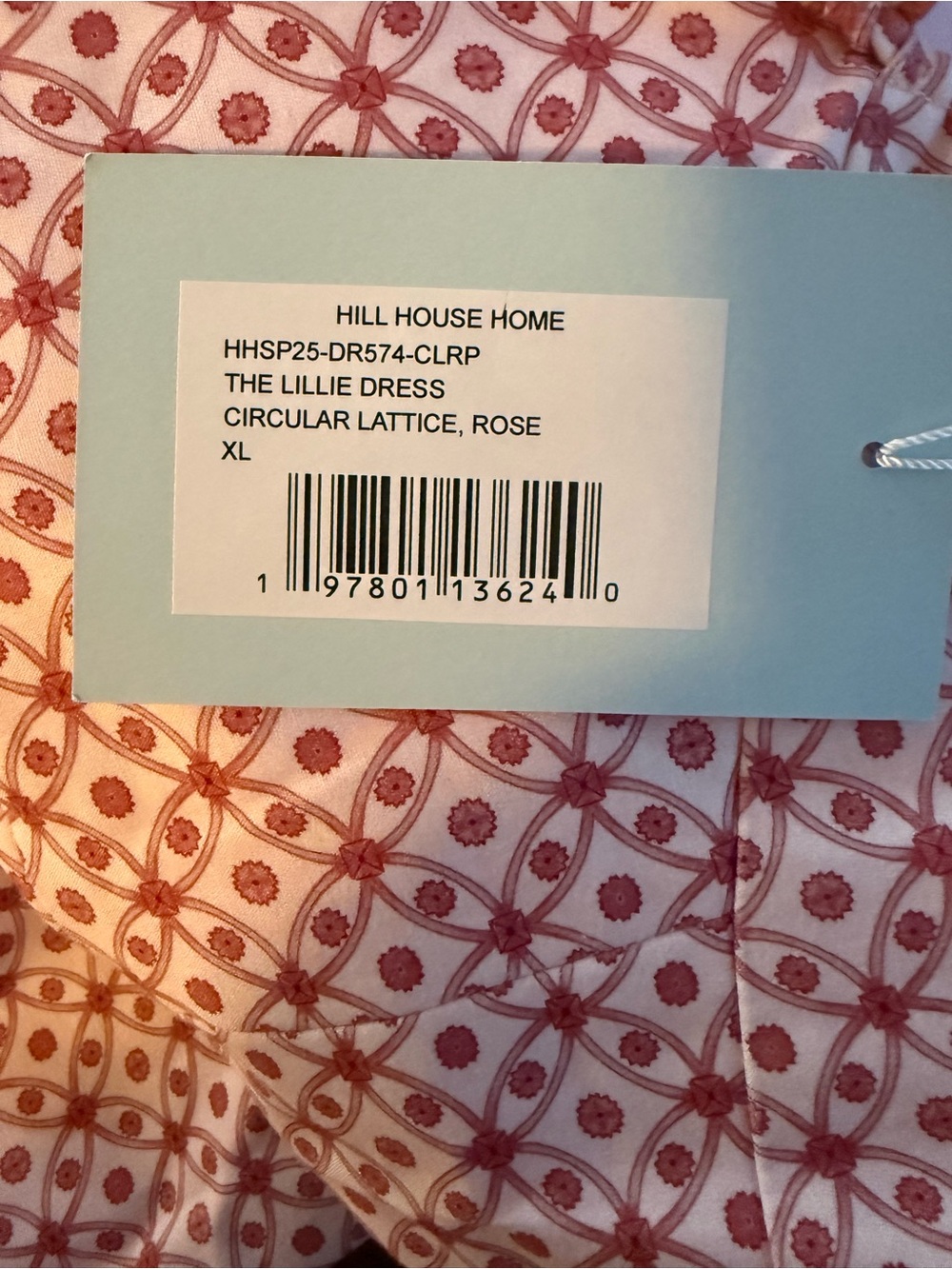 NWT Hill House The Lillie Dress in Rose Circular Lattice, Size XL - Picture 9 of 10